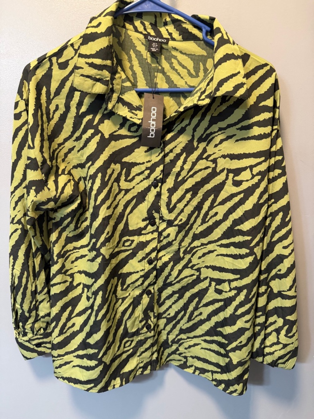 boohoo Neon Green and Black Zebra Print Button-Up Jacket